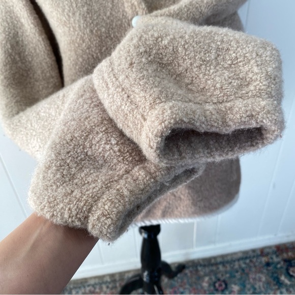 Women's Outdoor Voices MegaFleece Snap Up Hoodie Wool Blend Beige Sz S *stains - Picture 6 of 16